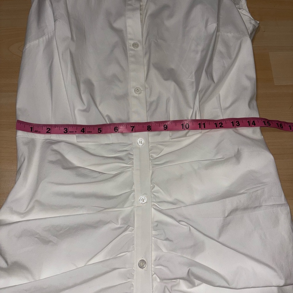 Veronica Beard Bell Ruched Stretch Poplin White Dress Size 8 Minimalist - Picture 8 of 12
